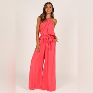 Petal & Pup  Halter Jumpsuit in Flamingo